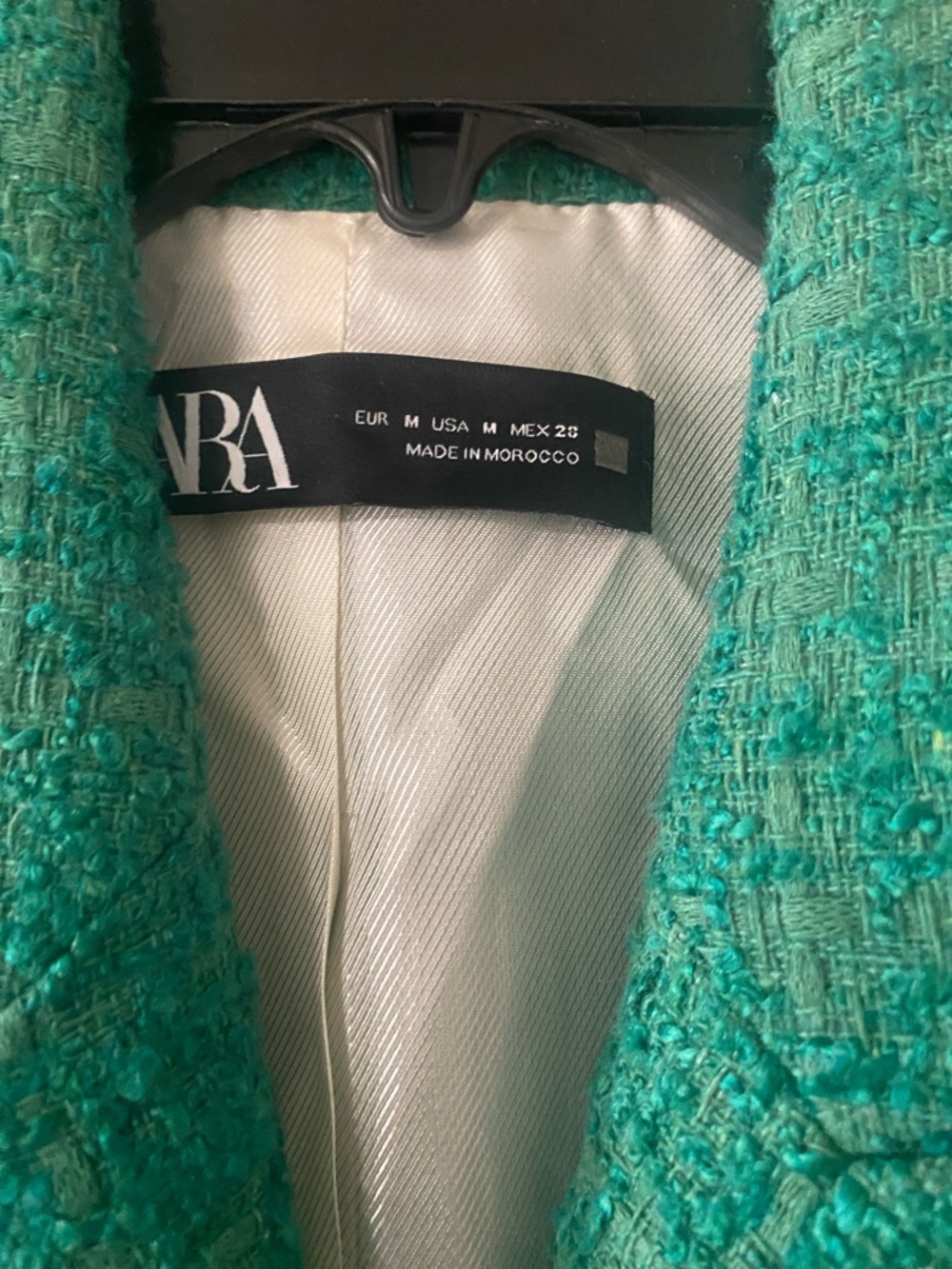 Zara Emerald Green Tweed Double-Breasted Blazer - Picture 2 of 5